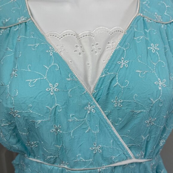 Jody California Vintage 1970s Embroidered Blue Midi Dress Size 13/14 - Picture 3 of 8